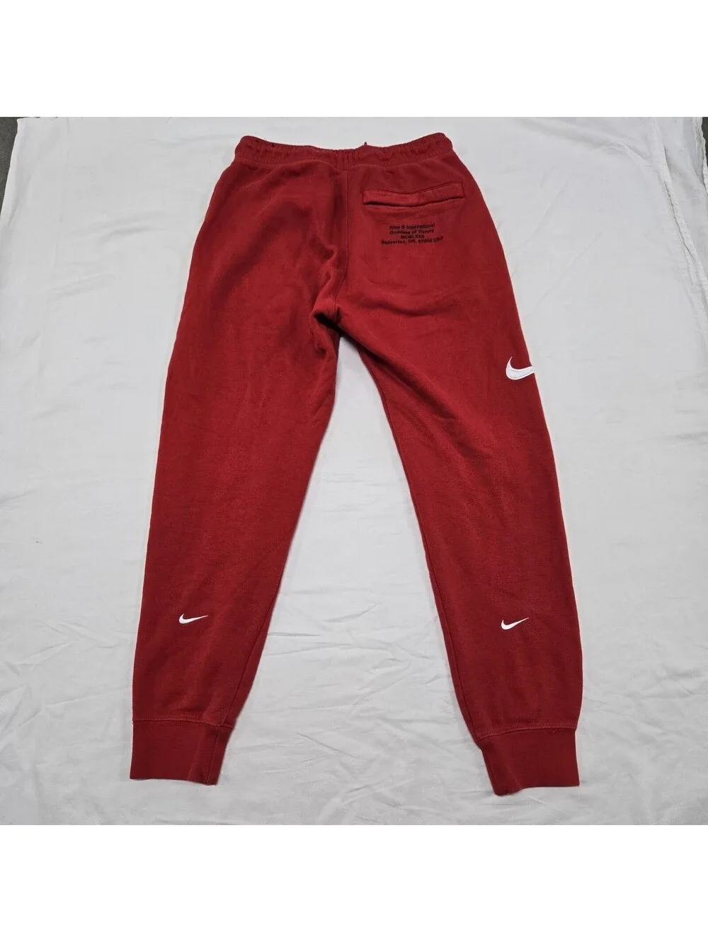 EUC Sz SMALL Nike NSW AllOver Swoosh Fleece Sweatpants University Red CJ4869-657
